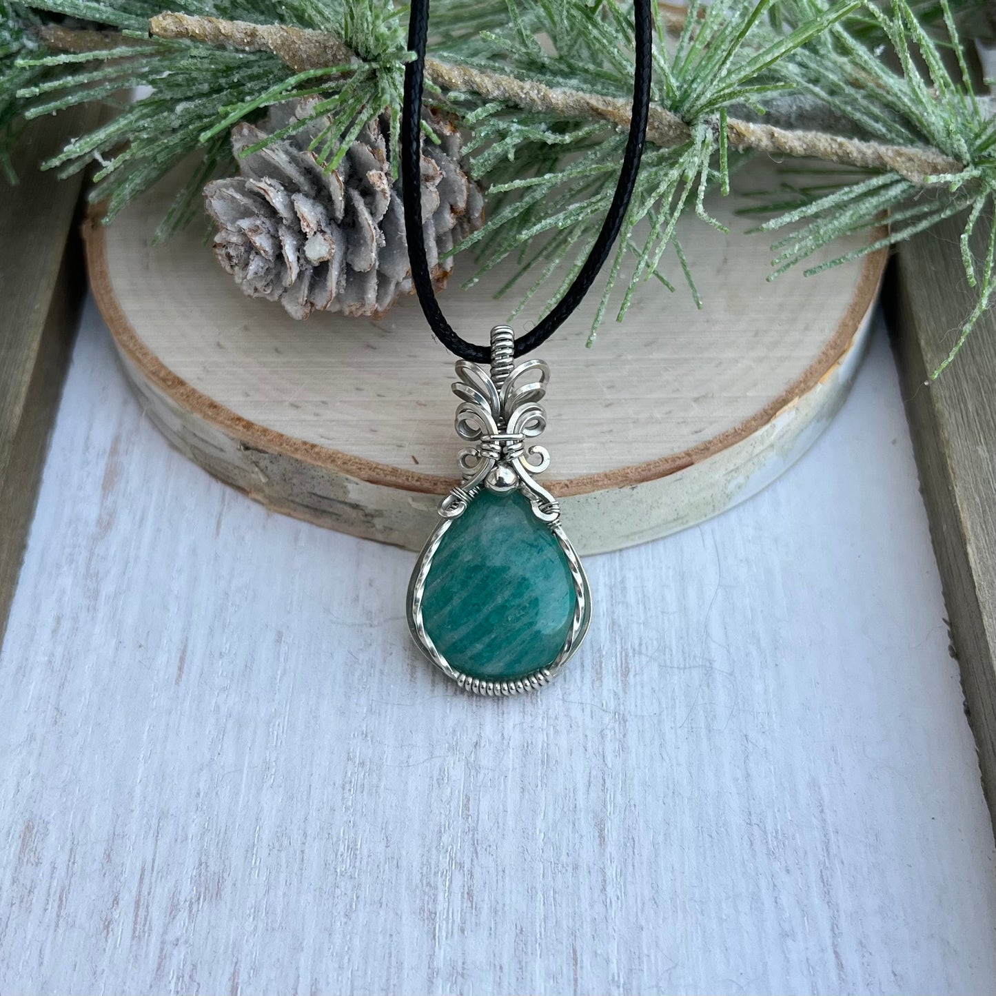 Amazonite Pendant in Argentium Silver