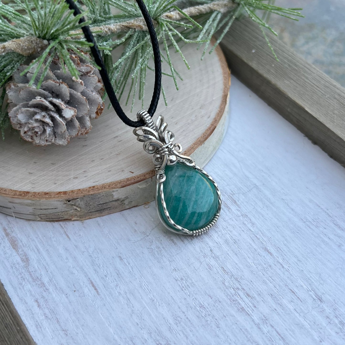 Amazonite Pendant in Argentium Silver