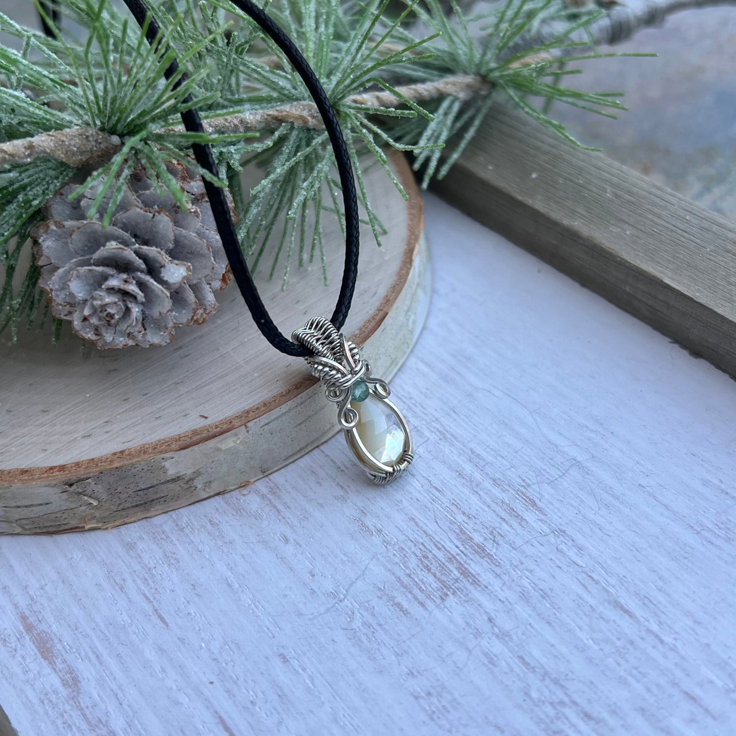 Mother of Pearl with Skye Apatite Pendant