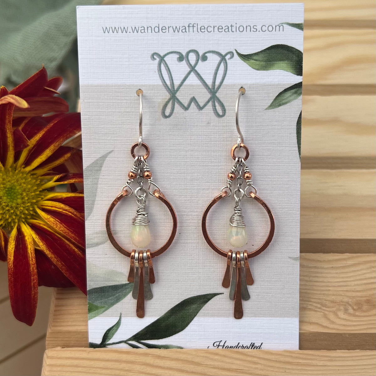 Ethiopian Opal Mixed Metal Dangle Earrings