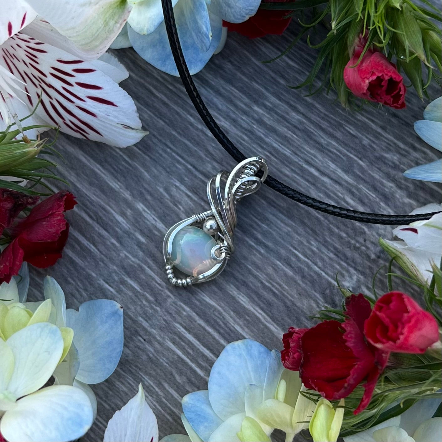 Ethiopian Opal Pendant in Argentium Silver