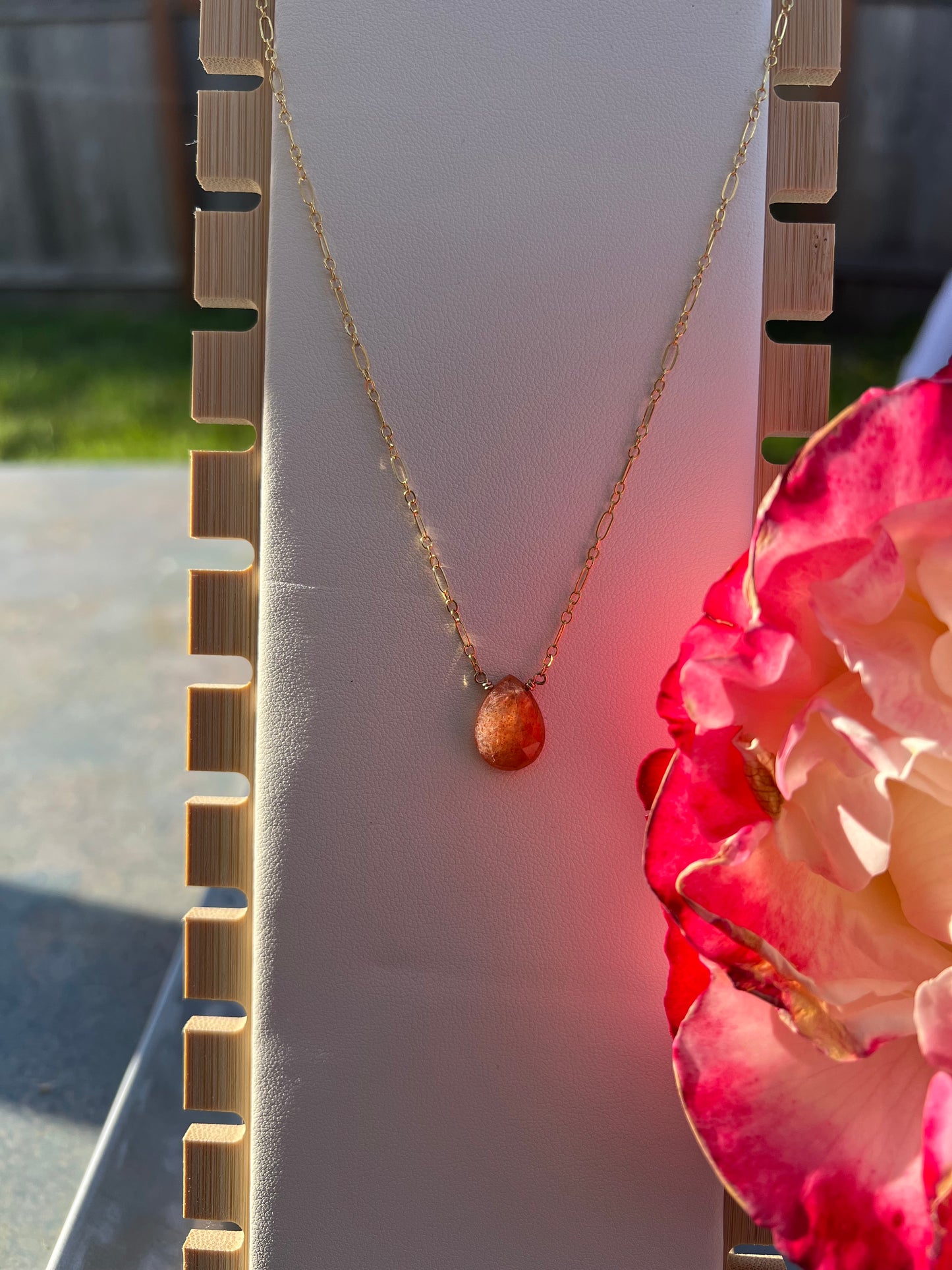 Sunstone on 17” 14k Gold Filled Chain