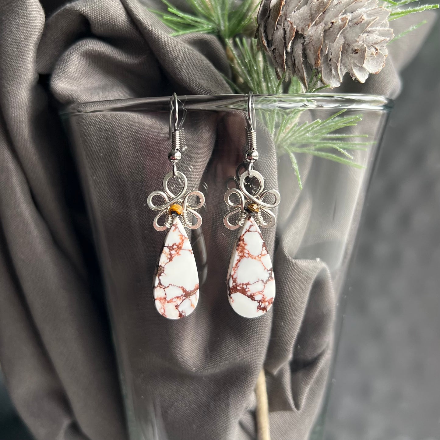 Wild Horse Stone with Tiger’s Eye Earrings