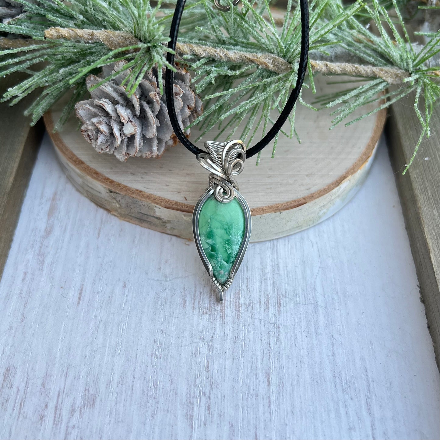 Variscite Pendant in Argentium Silver