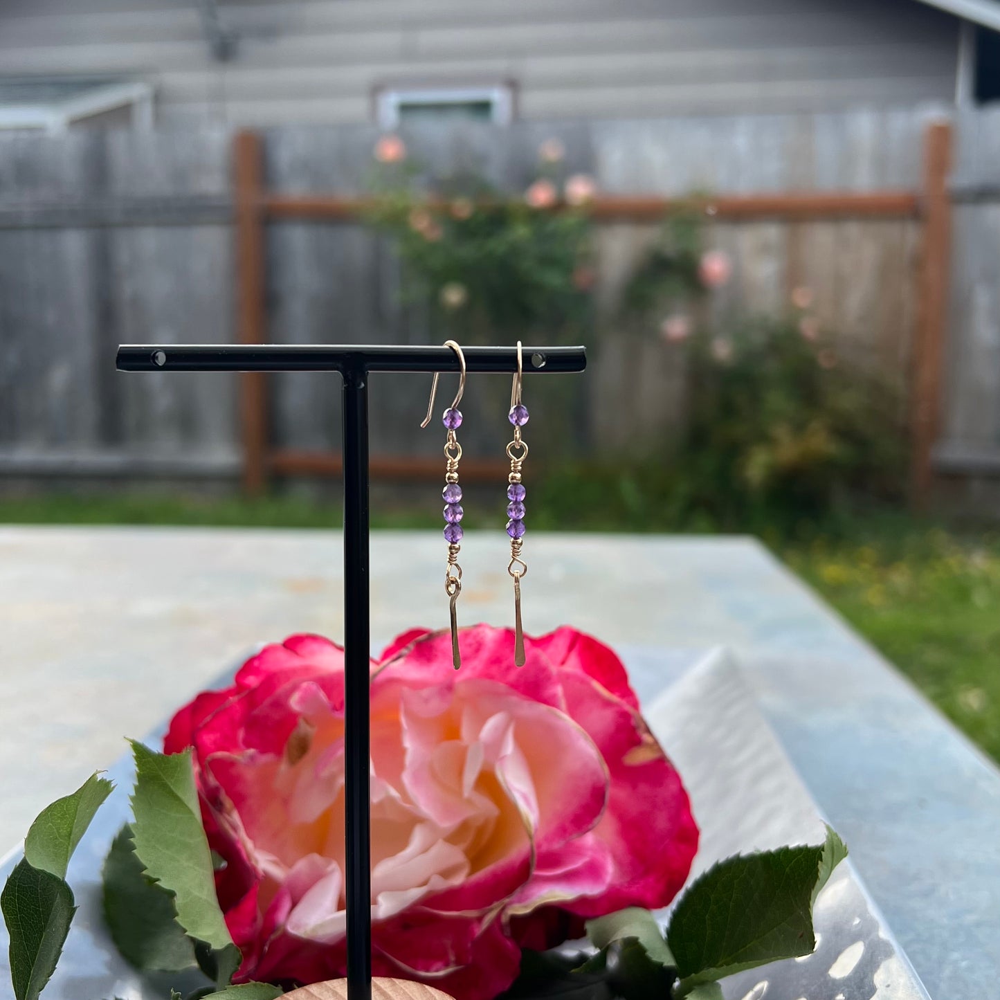 Amethyst Earrings in 14k Gold Filled Wire