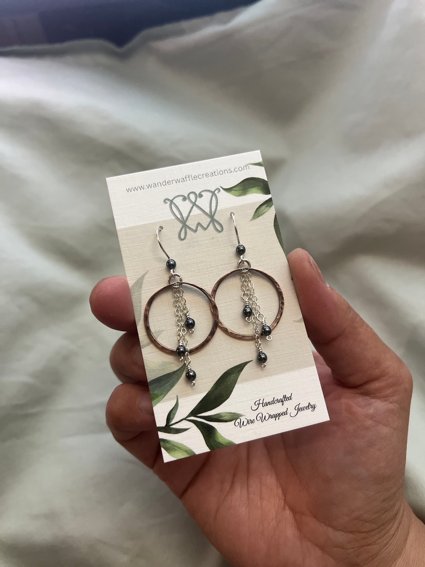Hematite Earrings Mixed Metal