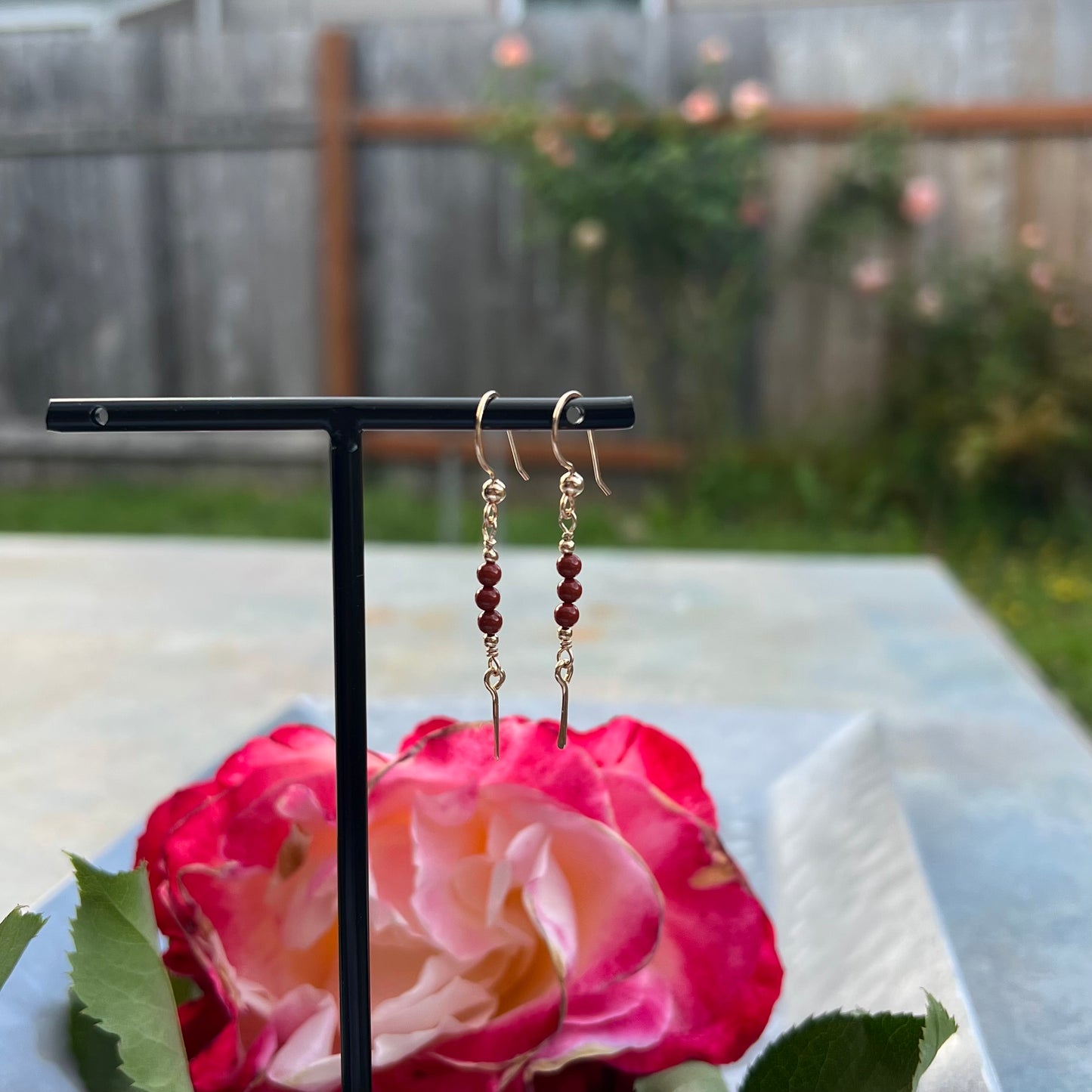 Red Jasper Earrings in 14k Gold Filled Wire