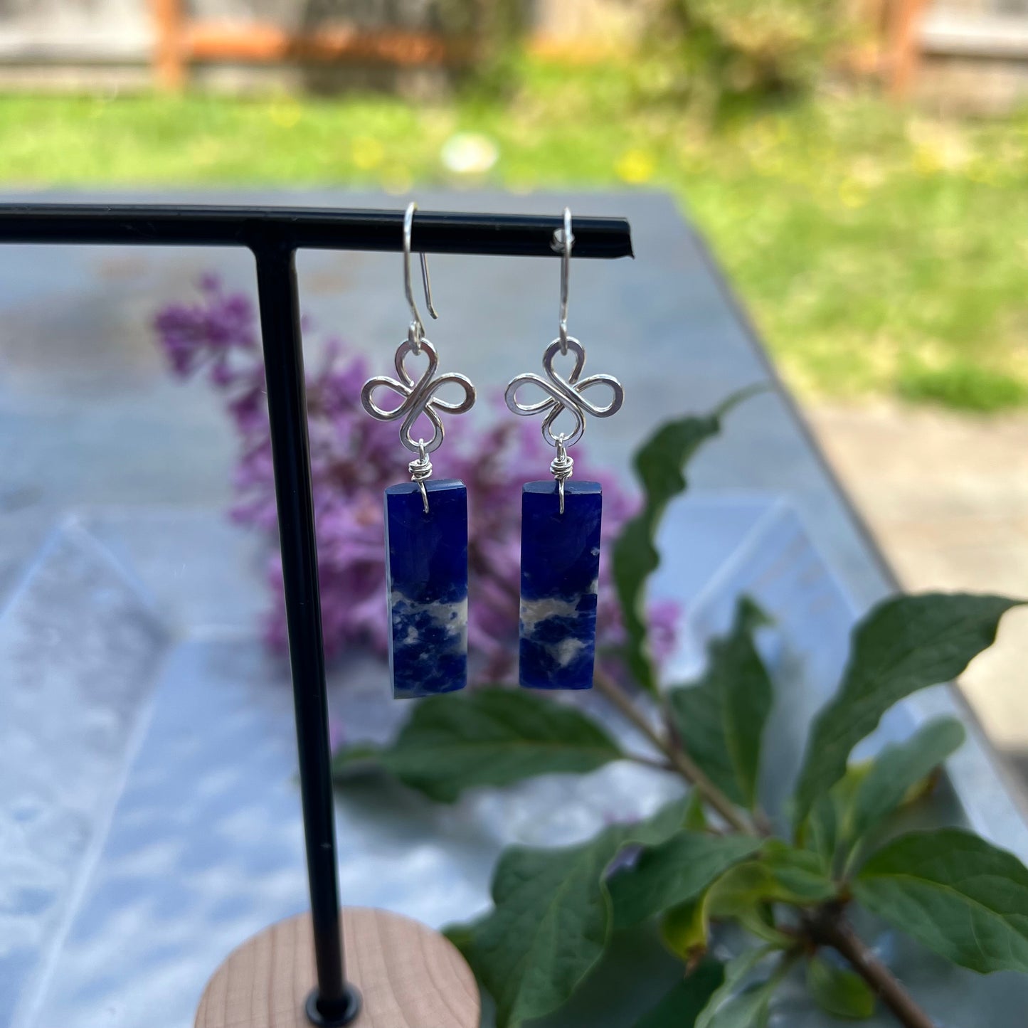 Sodalite Earrings in Argentium Silver