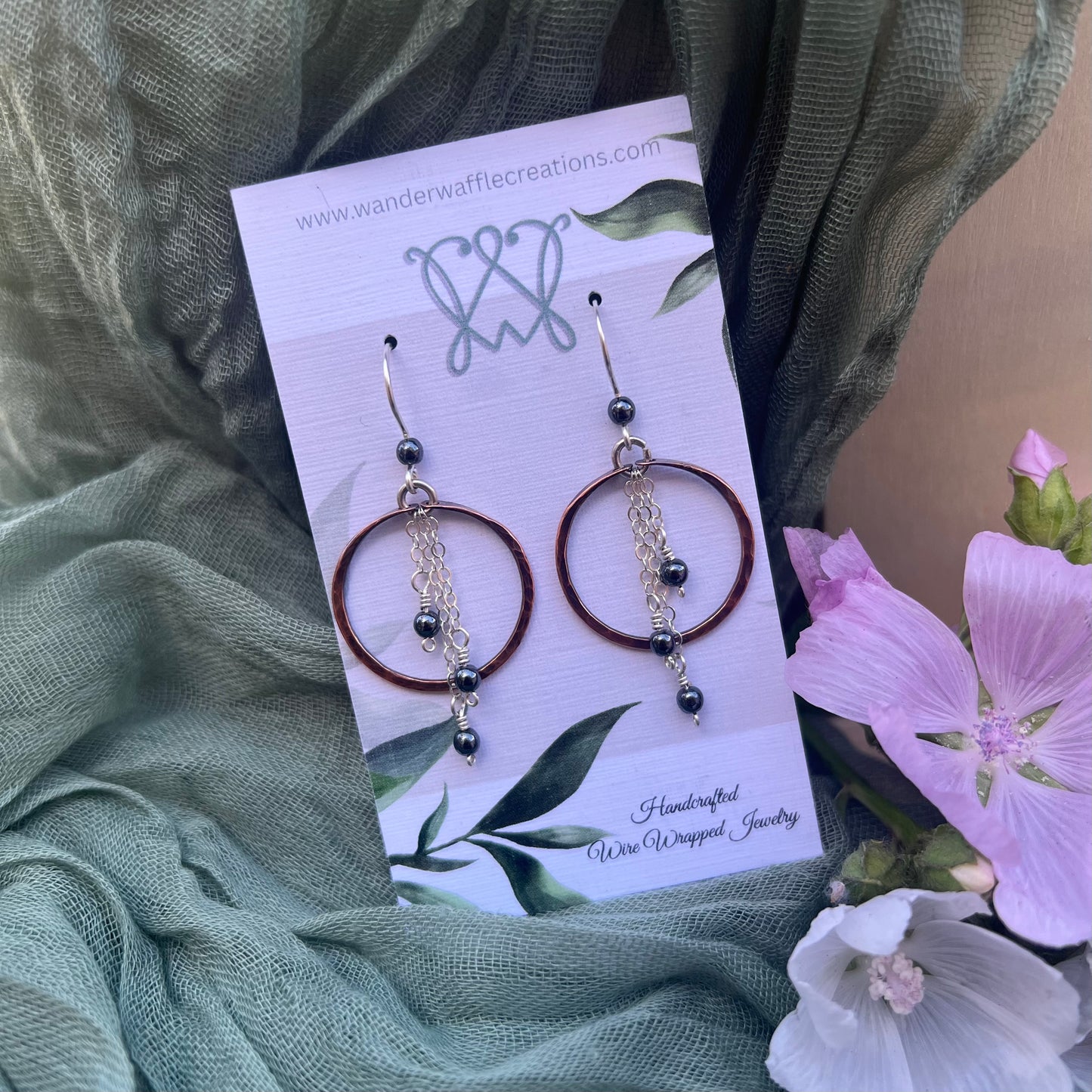 Hematite Earrings Mixed Metal
