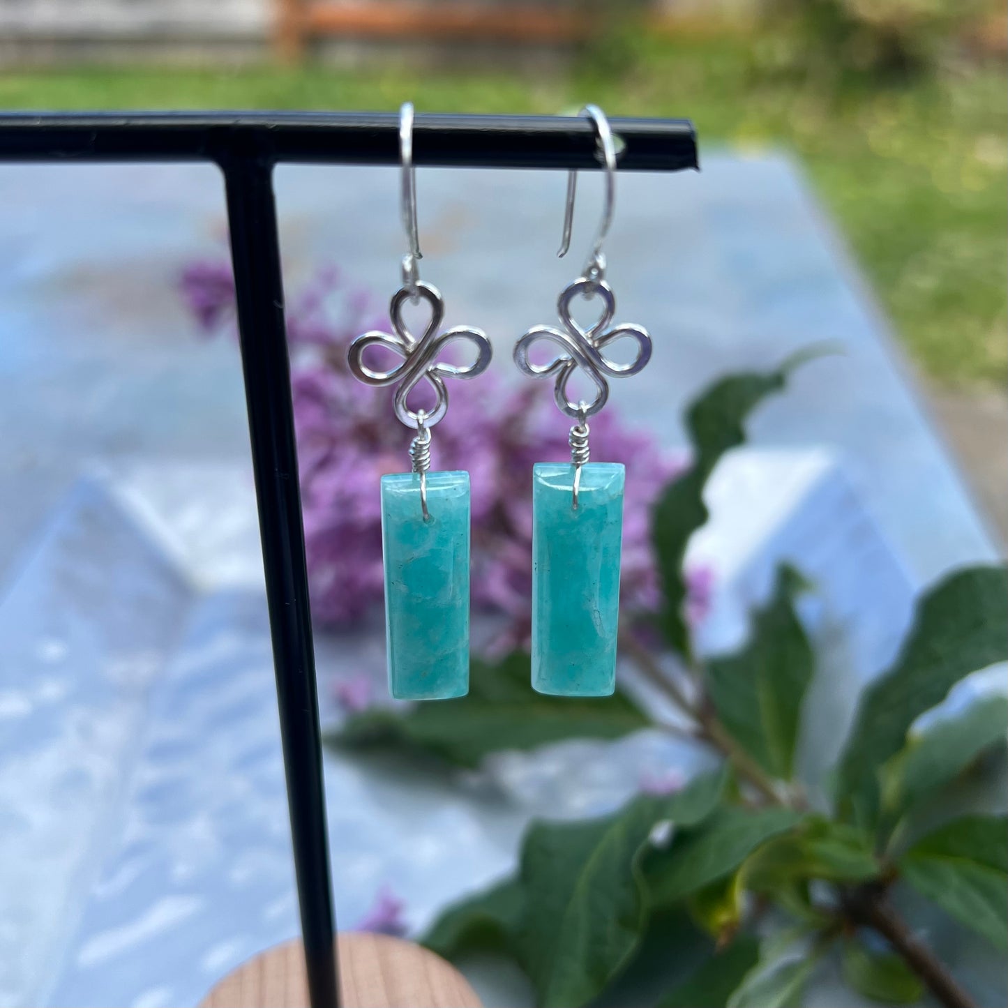 Amazonite Earrings in Argentium Silver