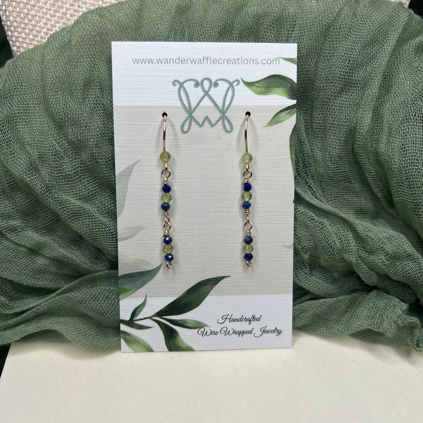 Lapis Lazuli & Peridot Earrings – 14k Gold Filled