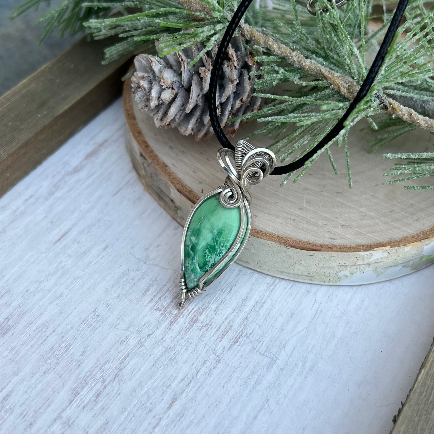 Variscite Pendant in Argentium Silver