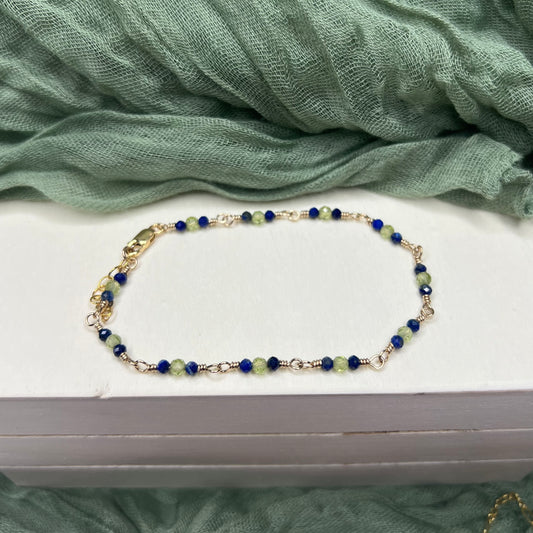 Lapis Lazuli & Peridot Bracelet – 14k Gold Filled