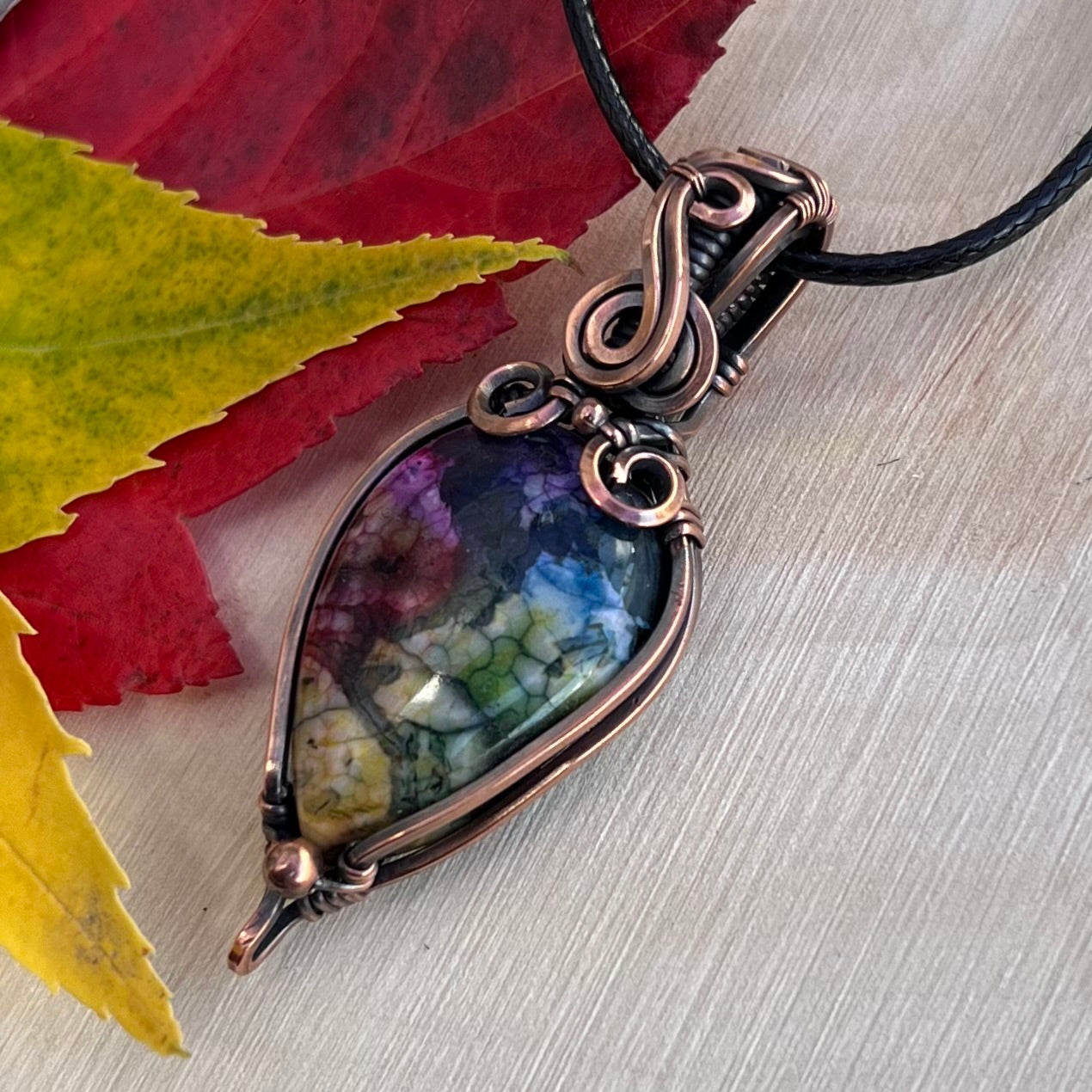 Moss Agate Pendant in Copper