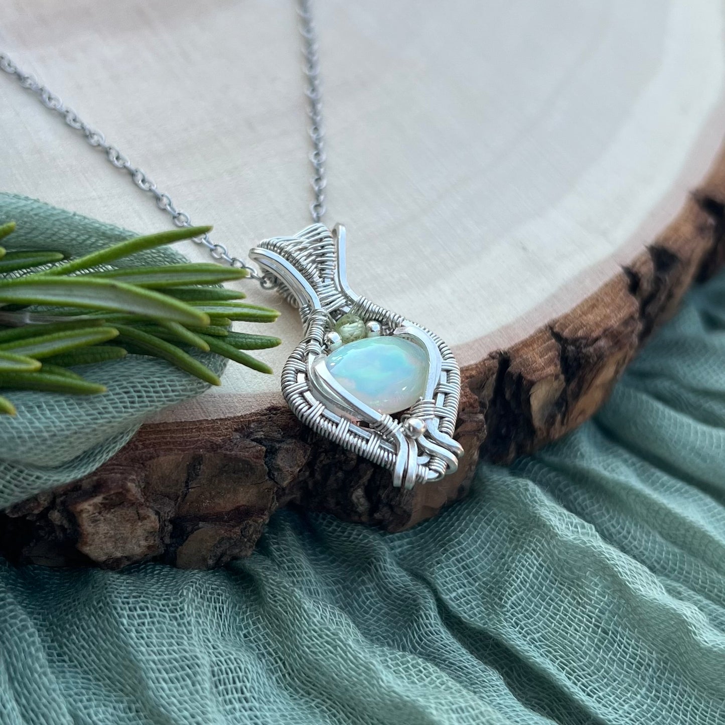 Ethiopian Opal & Peridot Pendant