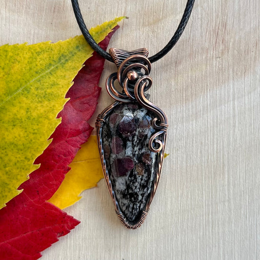 Ruby Schist Pendant in Copper