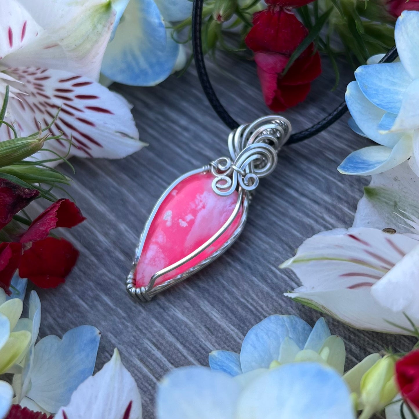 Plume Agate Doublet Pendant in Argentium Silver