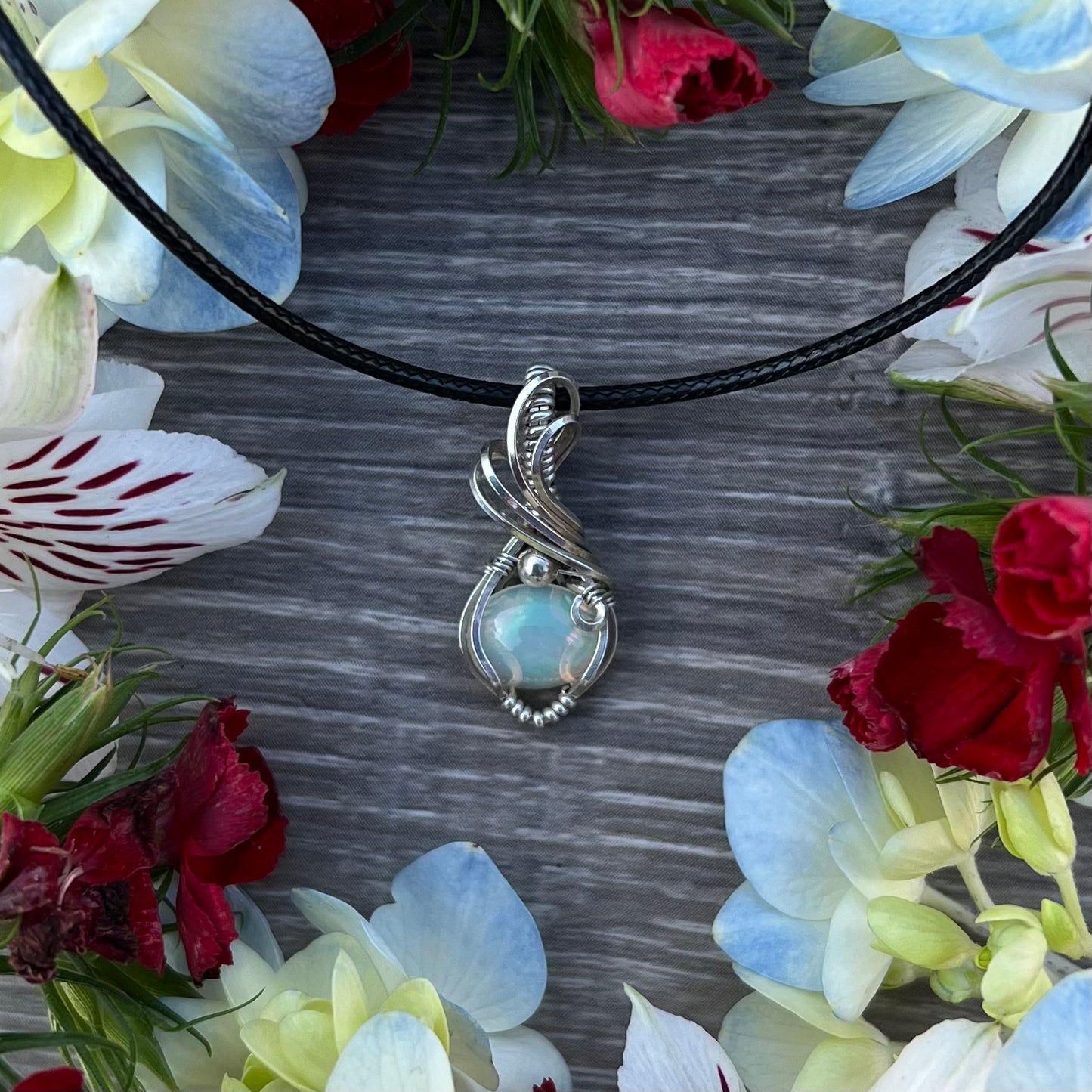 Ethiopian Opal Pendant in Argentium Silver