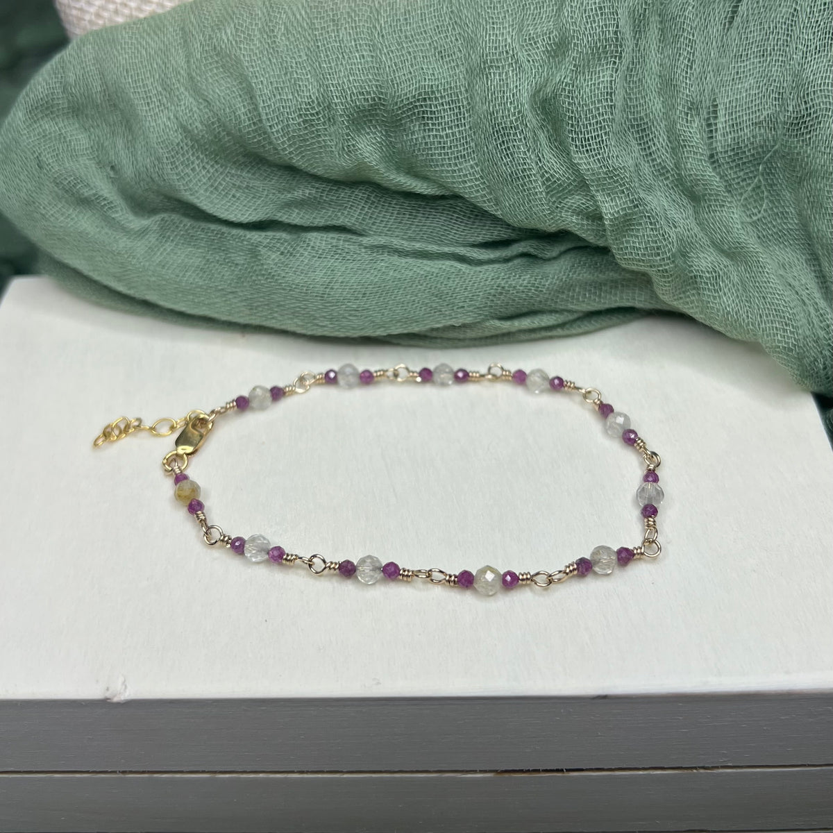Golden Rutile Quartz & Ruby Bracelet – 14k Gold Filled