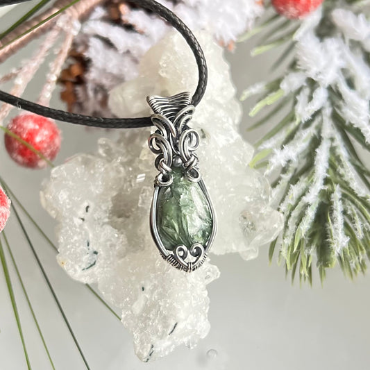 Seraphinite Pendant in Oxidized Argentium Silver