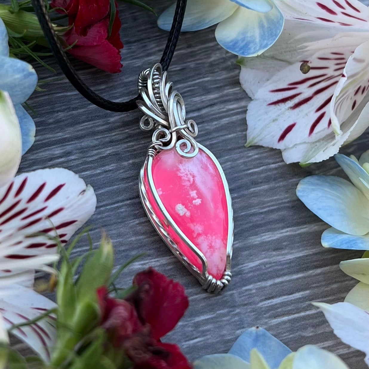 Plume Agate Doublet Pendant in Argentium Silver