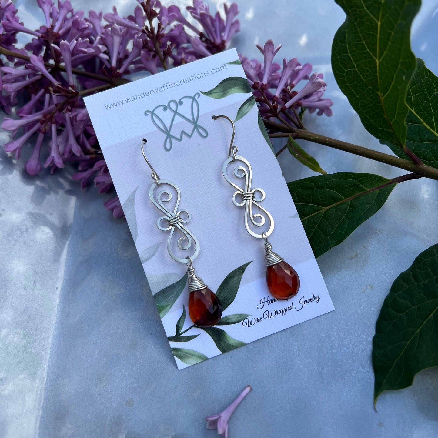 Hessonite Garnet Earrings in Argentium Silver