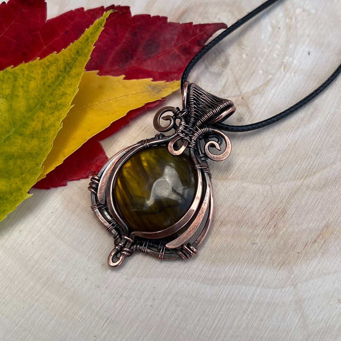 Labradorite Pendant (Enhanced/Dyed) in Copper