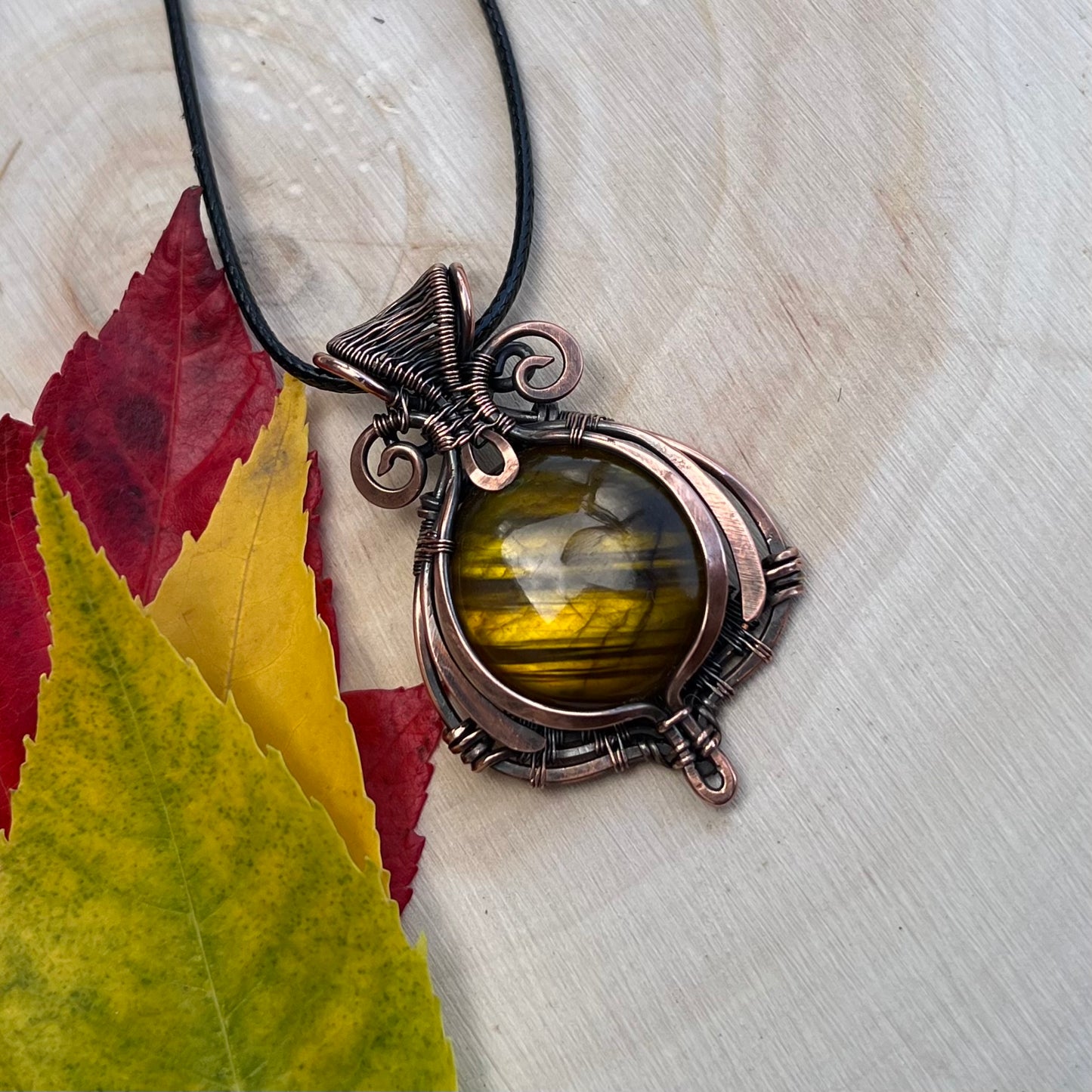 Labradorite Pendant (Enhanced/Dyed) in Copper