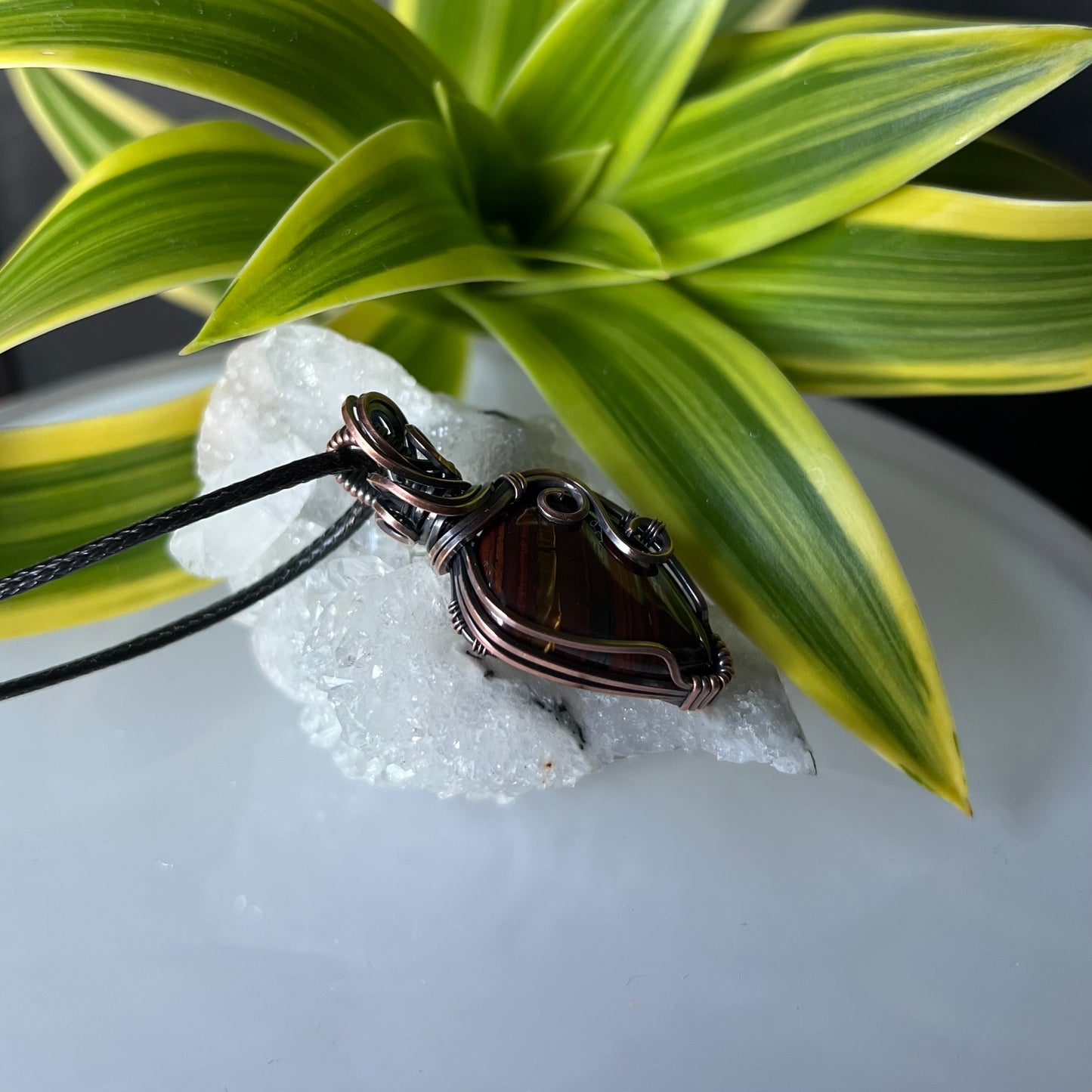 Iron Tiger Eye Pendant in Copper