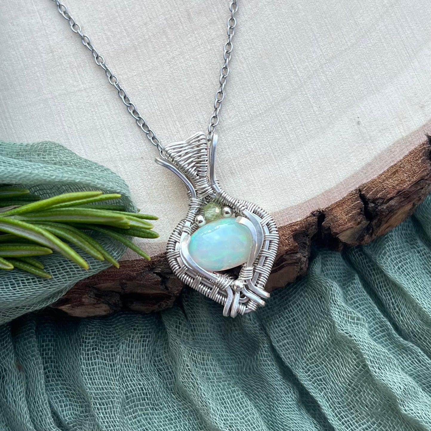 Ethiopian Opal & Peridot Pendant