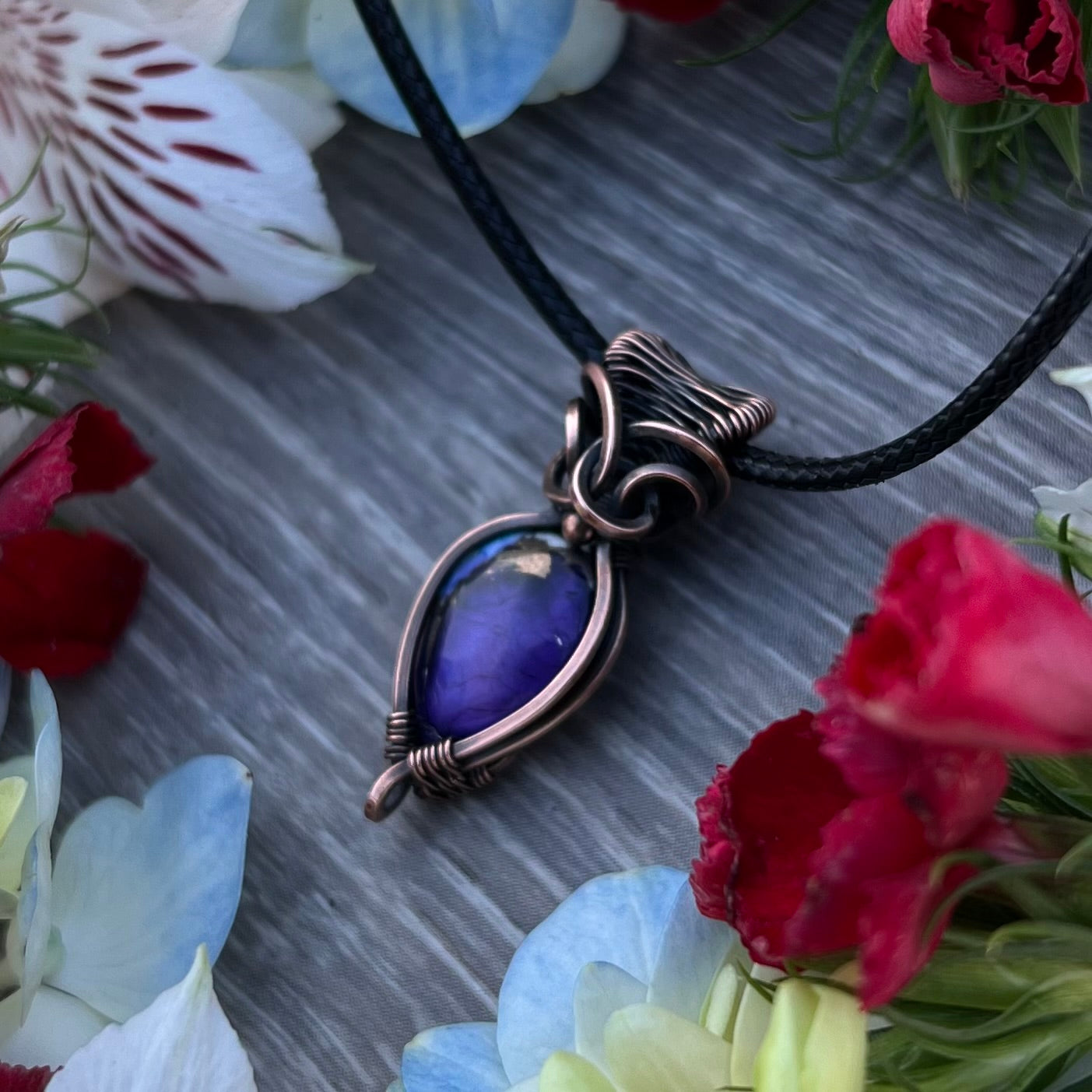 Purple Rose Dahlia in Antiqued Copper