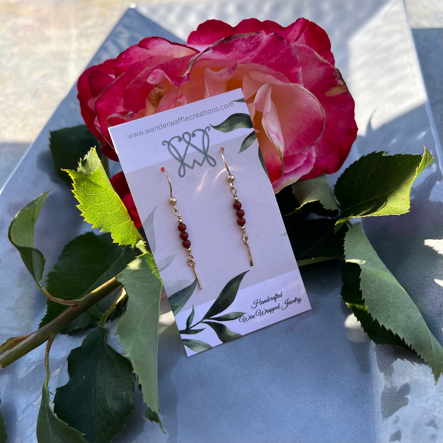 Red Jasper Earrings in 14k Gold Filled Wire