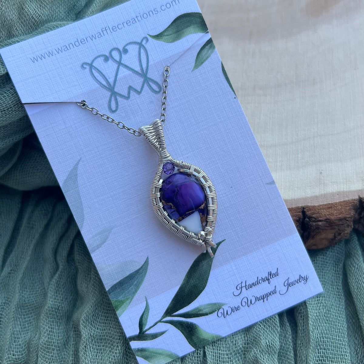 Purple Dahlia Turquoise Composite & Amethyst Pendant