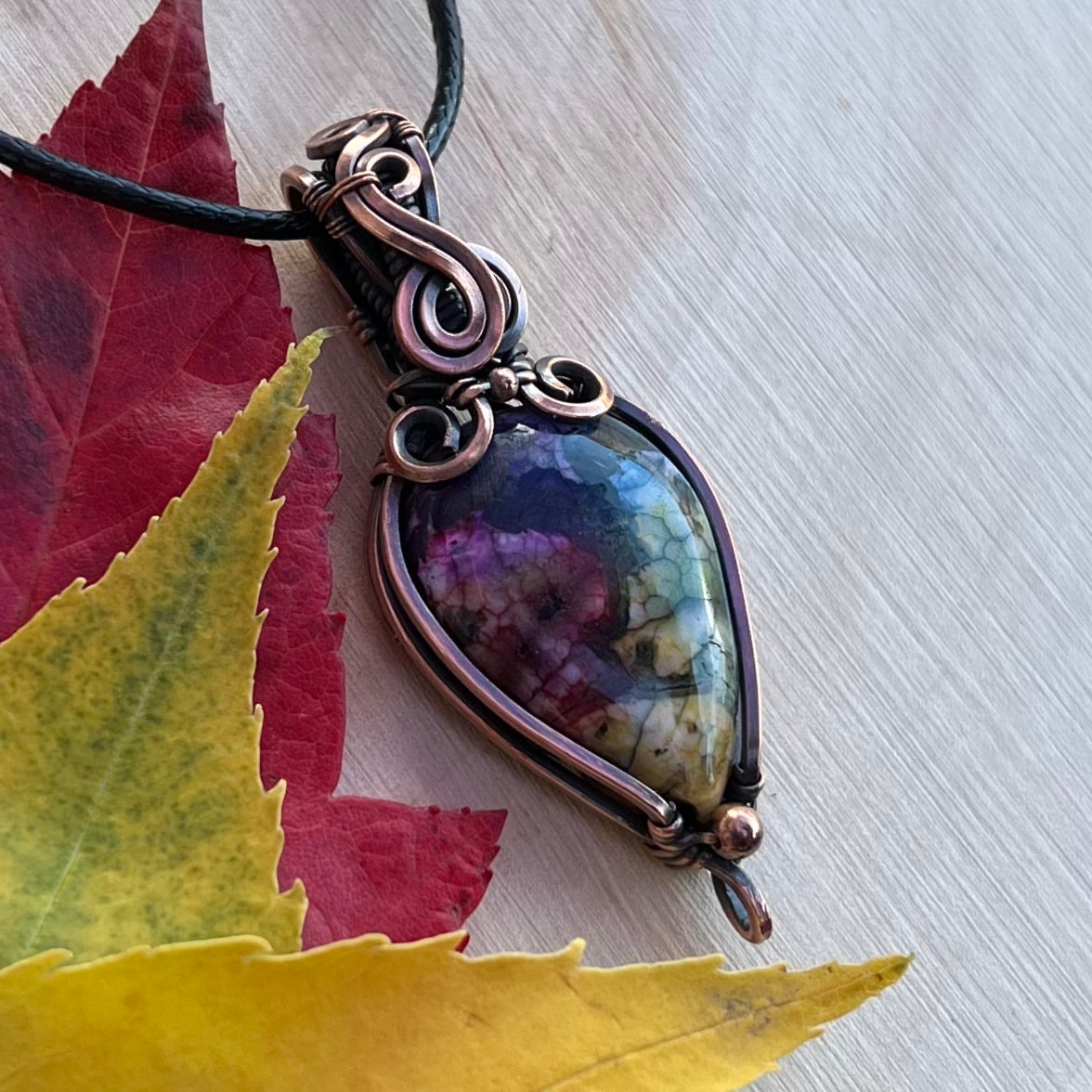 Moss Agate Pendant in Copper