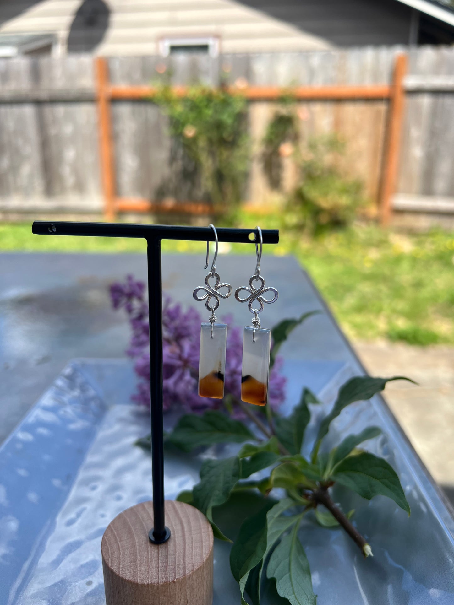 Montana Agate Earrings in Argentium Silver