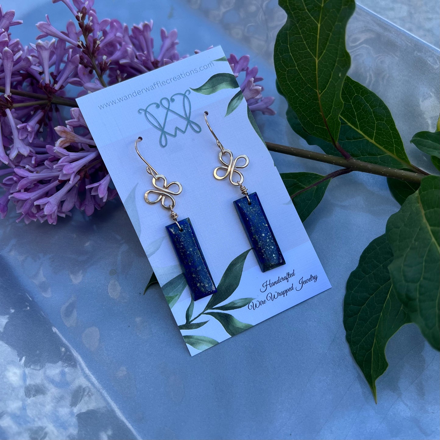 Lapis Lazuli Earrings in 14k Gold Filled Wire