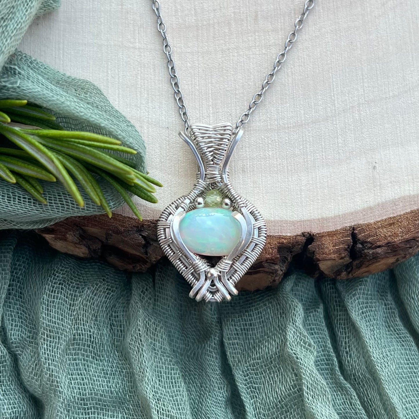Ethiopian Opal & Peridot Pendant