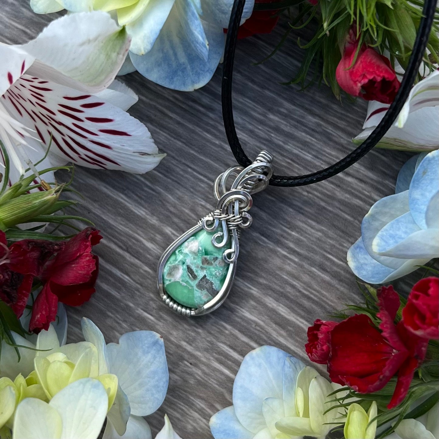 Variscite Pendant in Argentium Silver