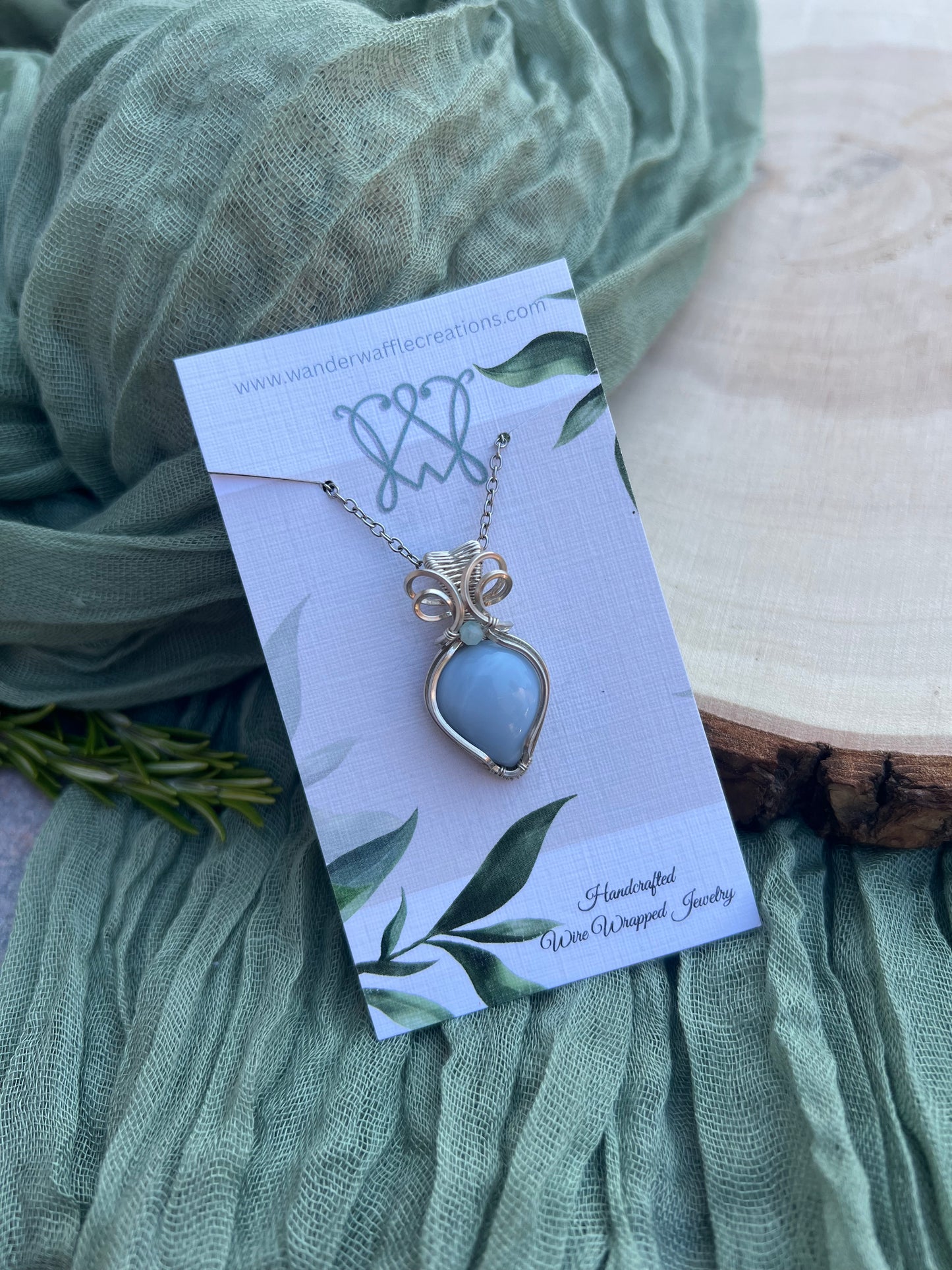 Blue Opal with Amazonite in Argentium Silver