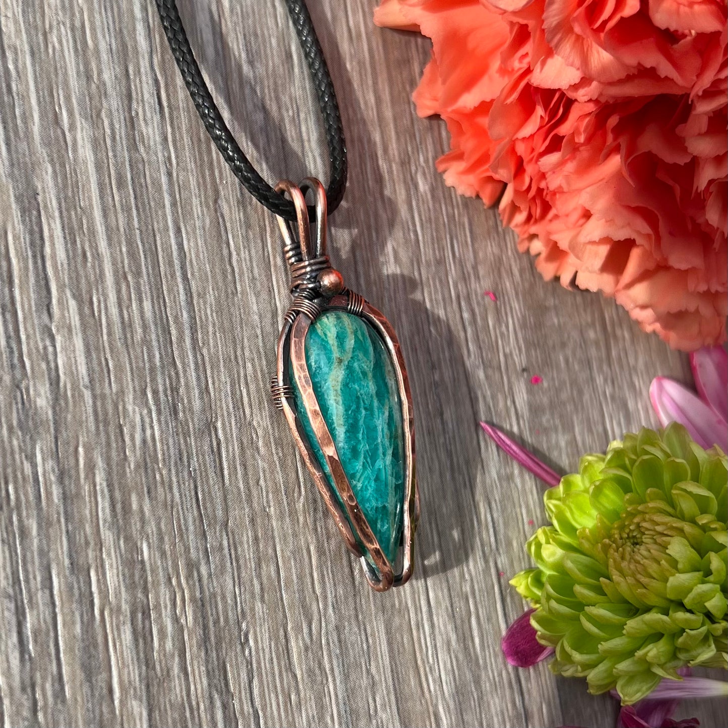 Russian Amazonite Pendant in Copper