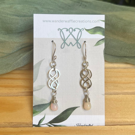 Ethiopian Opal & Argentium Silver Infinity Earrings