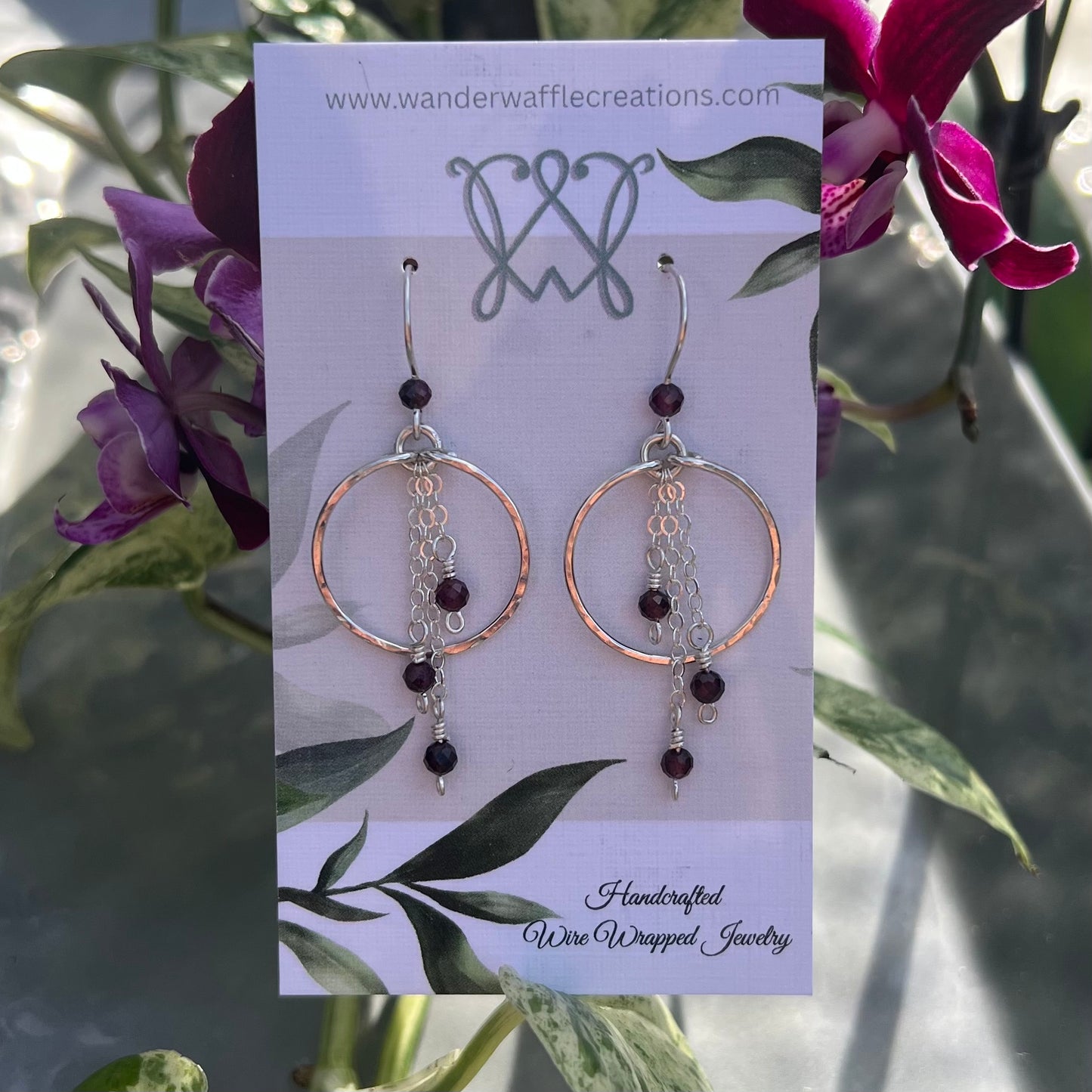 Garnet Earrings in Argentium Silver