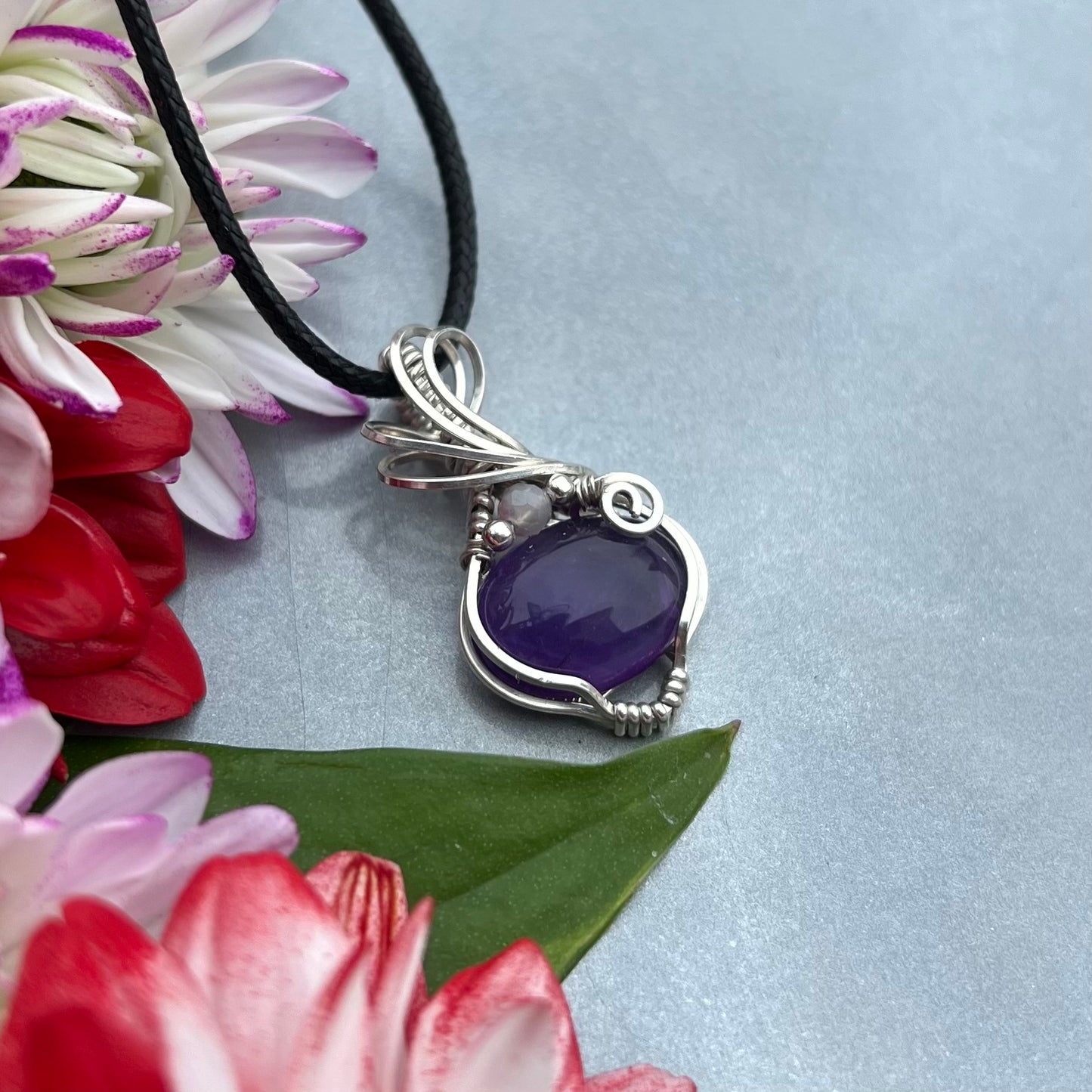 Amethyst with Tourmaline in Argentium Silver
