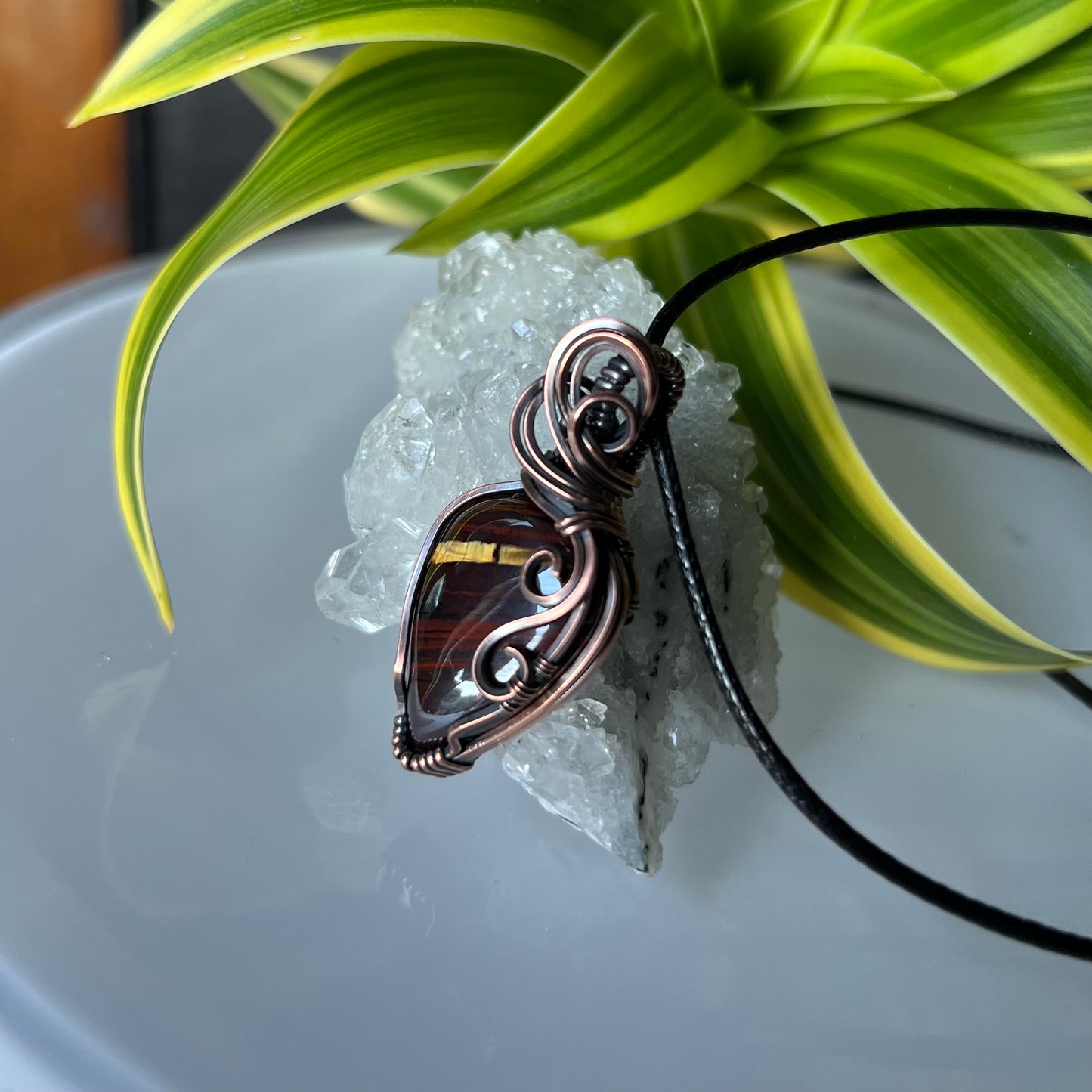 Iron Tiger Eye Pendant in Copper