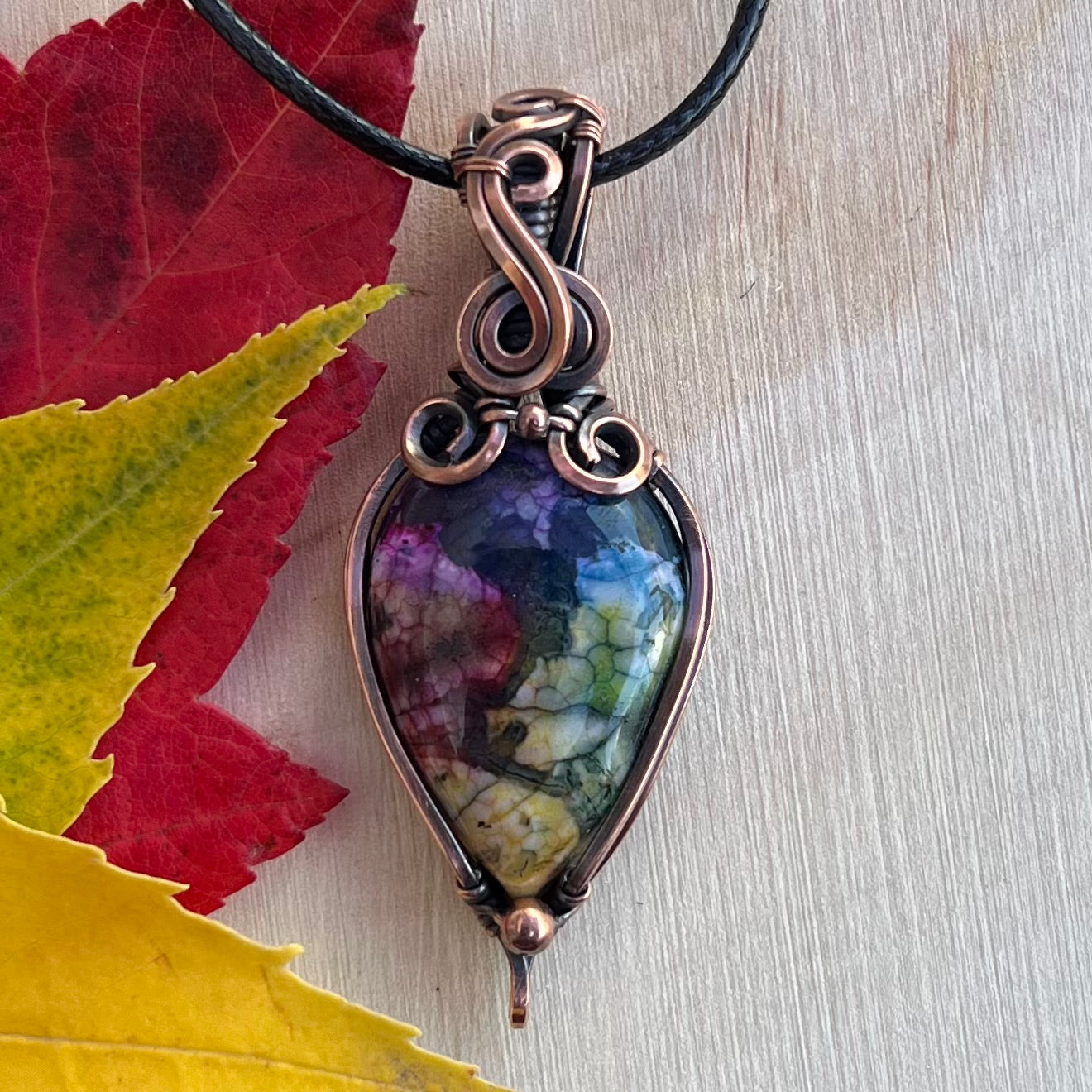 Moss Agate Pendant in Copper