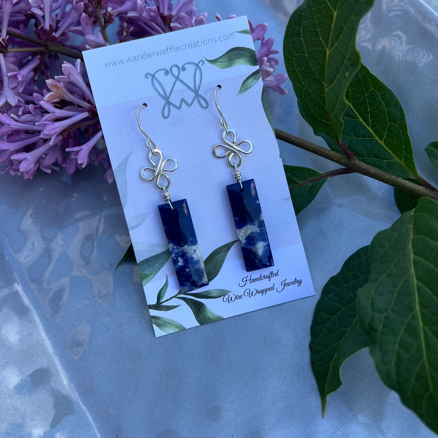 Sodalite Earrings in Argentium Silver