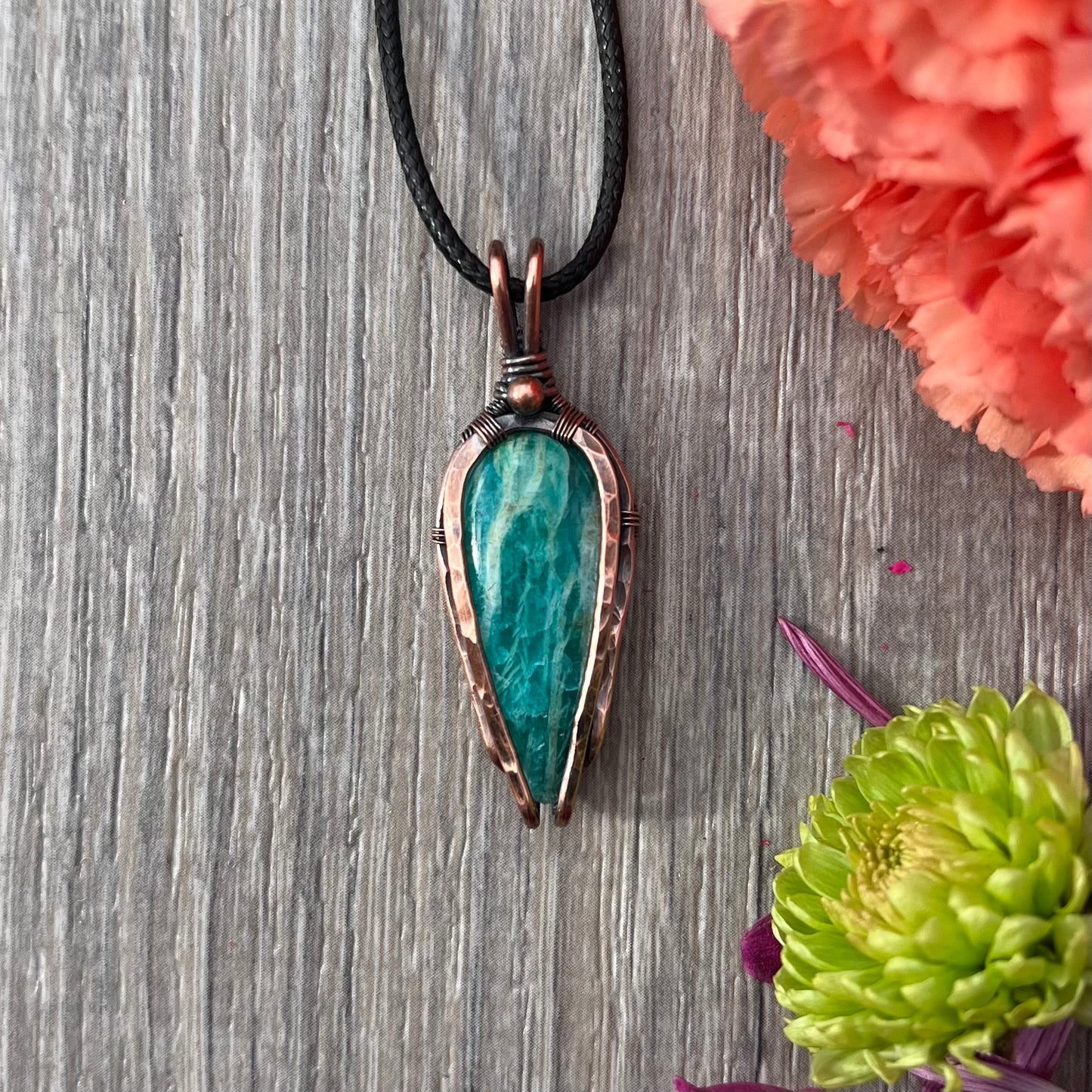 Russian Amazonite Pendant in Copper