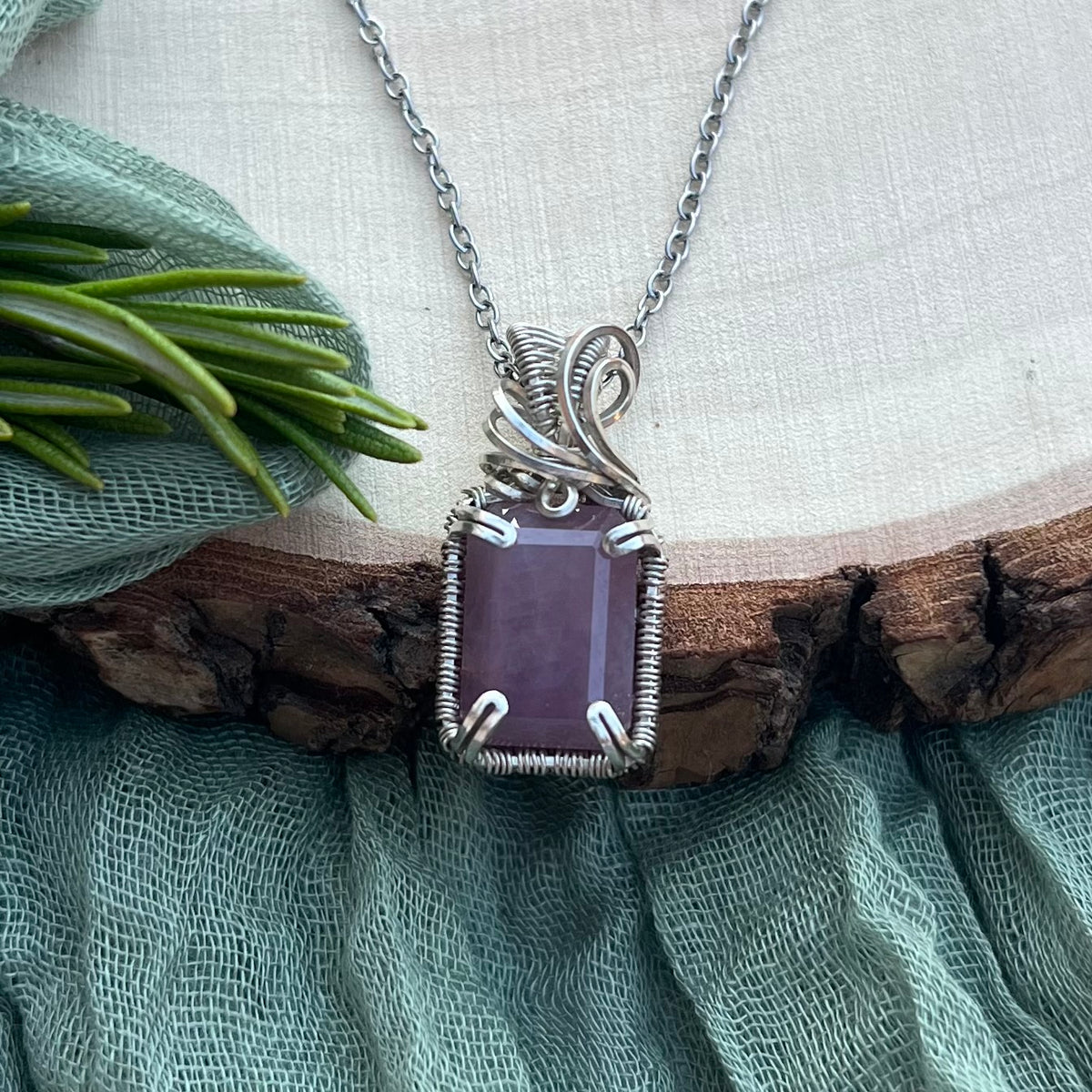 Pink Sapphire Pendant|Argentium Silver Pendant