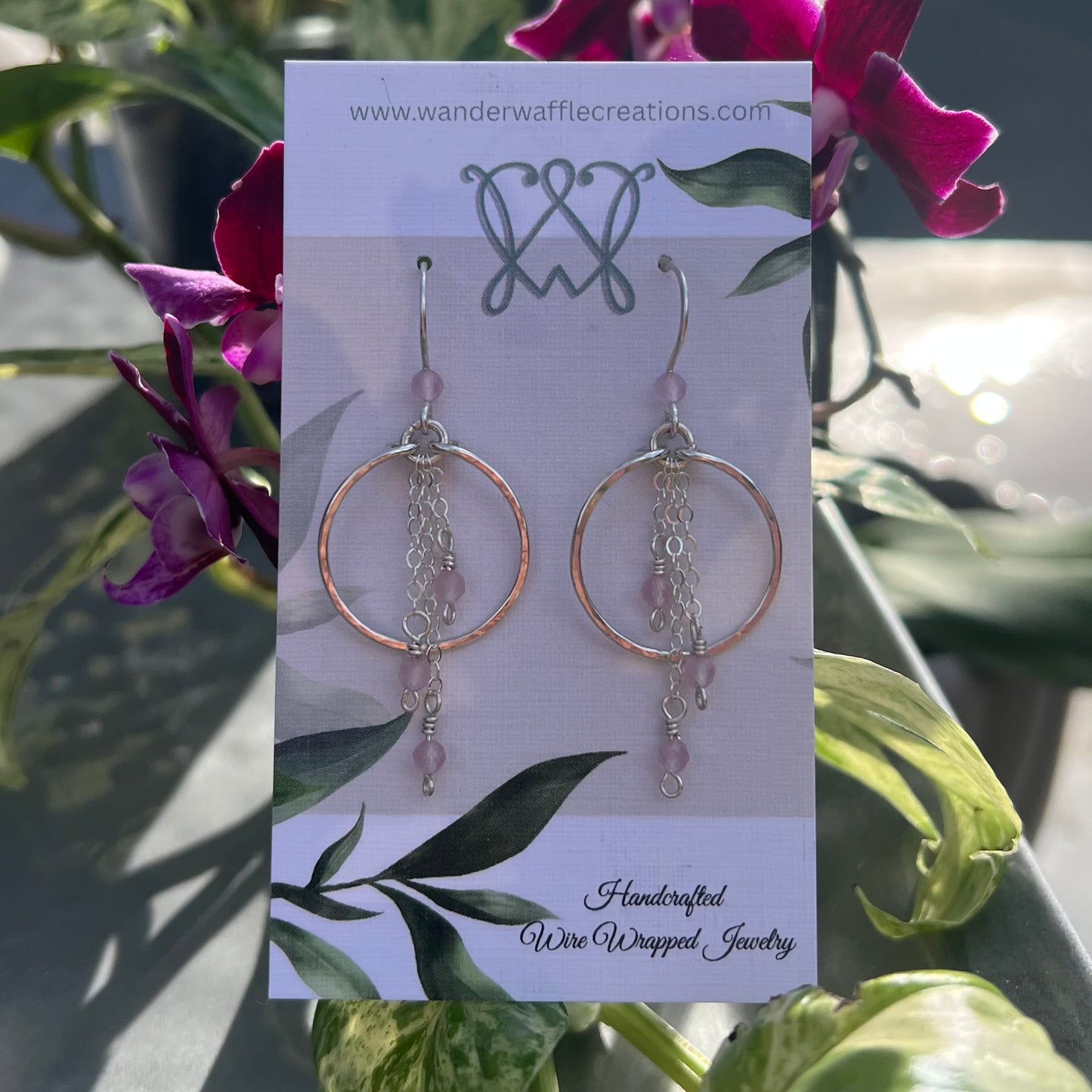 Rose Quartz Earrings in Argentium Silver