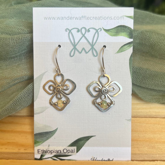 Ethiopian Opal Earrings in Argentium Silver